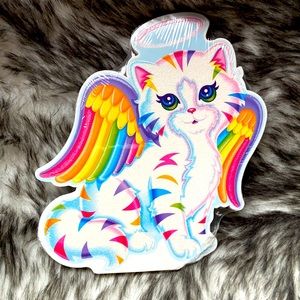 Lisa Frank white glitter cat rainbow angel notepad NEW RARE halo wings kitty
